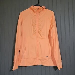 Adidas Climalite Full Zip Activewear Jacket Ruched Detail Orange Women's Large